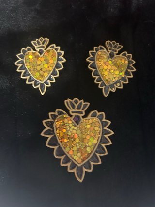 Conjunto Pendientes y Colgante Corazón Dorado