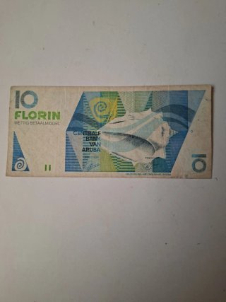 Isla de Aruba billete antiguo.