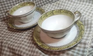 Tazas vintage porcelana Facetada estilo imperio