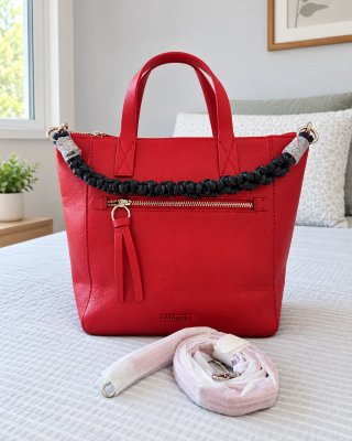 Bolso Parfois Rojo Doble Asa Correa Larga