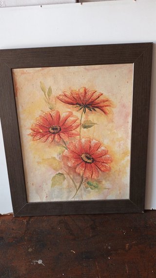 Cuadro Flores Naranja y Amarillo