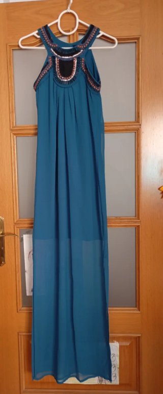Vestido largo lentejuelas teal