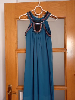 Vestido largo lentejuelas teal