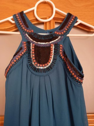 Vestido largo lentejuelas teal