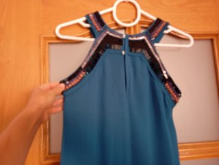 Vestido largo lentejuelas teal