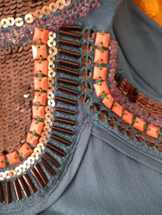 Vestido largo lentejuelas teal