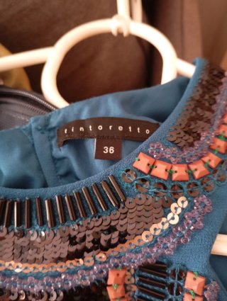 Vestido largo lentejuelas teal