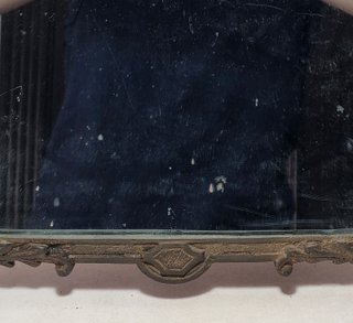Antica Cornice in Bronzo Dorato con Specchio XIX