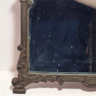 Antica Cornice in Bronzo Dorato con Specchio XIX