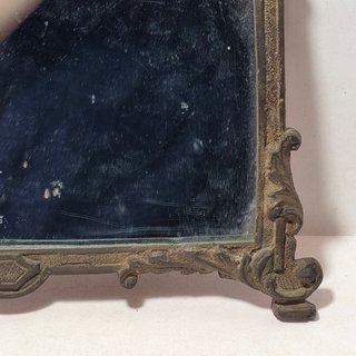 Antica Cornice in Bronzo Dorato con Specchio XIX