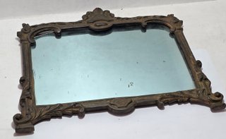 Antica Cornice in Bronzo Dorato con Specchio XIX