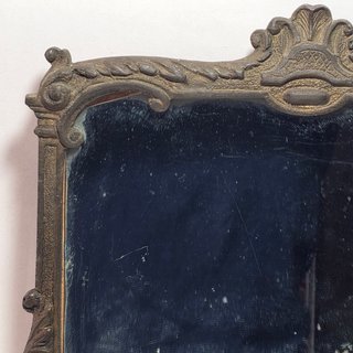 Antica Cornice in Bronzo Dorato con Specchio XIX