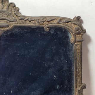 Antica Cornice in Bronzo Dorato con Specchio XIX