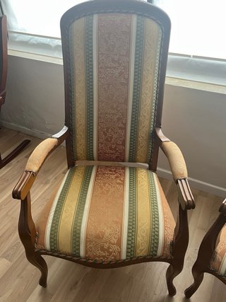 2 Sillones Portugueses Madera Tapizado Clásico
