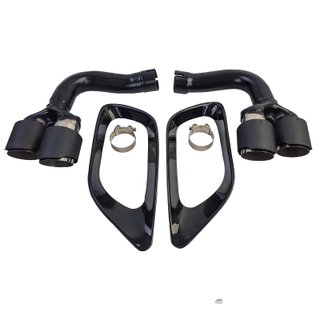 COLAS DE ESCAPE DOBLES CARDONO+ MARCO DE MOLDURA NEGRO BRILLANTE BMW X6 E71 08-14