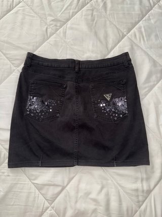 Falda vaquera Guess negra con lentejuelas