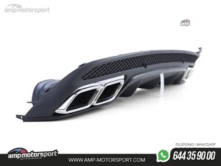 DIFUSOR TRASERO CON COLAS DE ESCAPE CROMADAS MERCEDES CLASE C W205 LOOK C63 AMG
