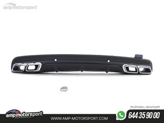 DIFUSOR TRASERO CON COLAS DE ESCAPE CROMADAS MERCEDES CLASE C W205 LOOK C63 AMG