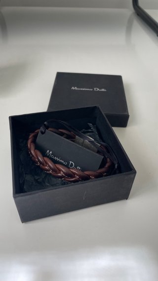 Pulsera Massimo Dutti Piel Marrón y Plata