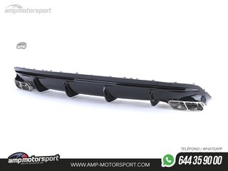 DIFUSOR TRASERO NEGRO BRILLO CON COLAS CROMO PARA MERCEDES CLA C117