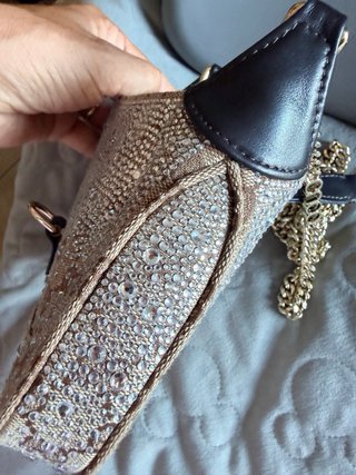 Borsa Gucci Beige con Strass e Catena Oro