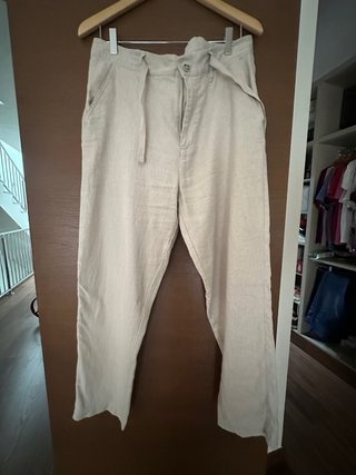 Pantalón de lino beige