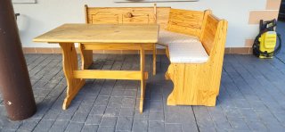 Mueble de cocina de madera y tela