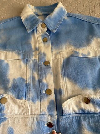Giacca Jeans Crop Tie Dye Azzurra - TU - Y2K