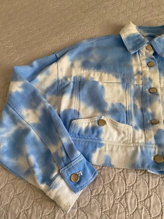 Giacca Jeans Crop Tie Dye Azzurra - TU - Y2K