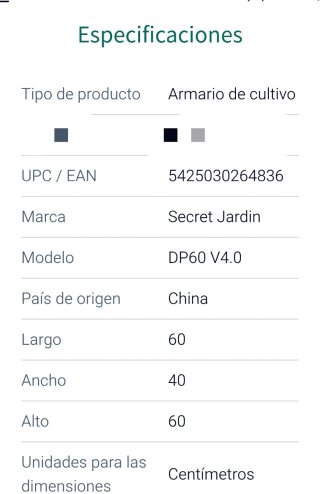 Armario Cultivo Secret Garden DP60