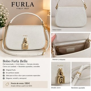 Bolso Furla Bella Piel Texturizada Blanco