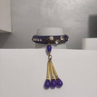 3 Pulseras Azul Morado con Dijes outfit accesorios