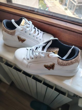 Scarpe donna NU2 bianche con glitter