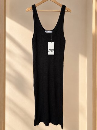 Vestido Negro de Punto Zara Talla S