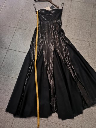 Abito lungo paillettes nero taglia S