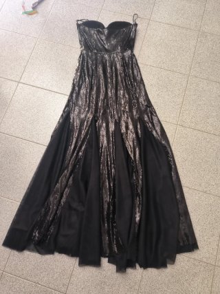Abito lungo paillettes nero taglia S