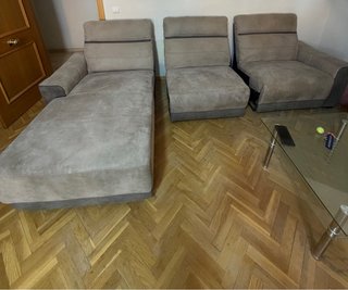 Sofá chaise longue con motor gris
