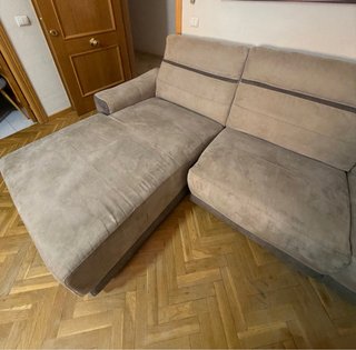 Sofá chaise longue con motor gris