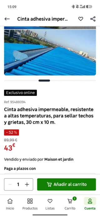 Cinta adhesiva impermeable