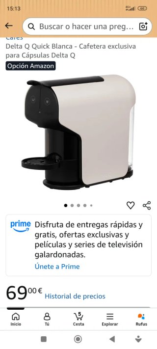 Cafetera cápsulas delta Q