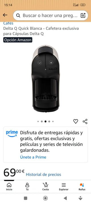 Cafetera cápsulas delta Q