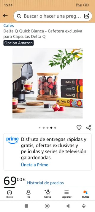 Cafetera cápsulas delta Q