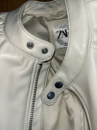 Cazadora Biker Zara Man Blanca Piel Sintética
