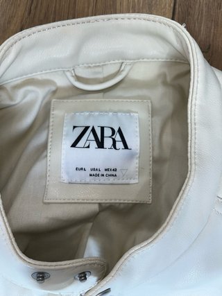 Cazadora Biker Zara Man Blanca Piel Sintética