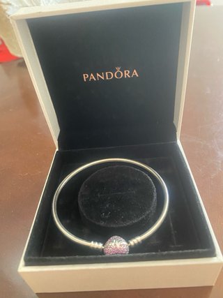 Pulsera Pandora Corazón Rosa Rigida
