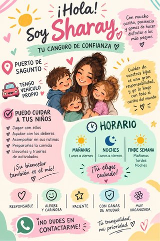 Niñera, llevar a los niños al cole y apoyo.
