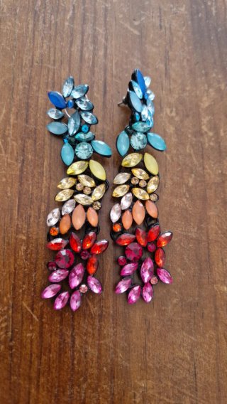 Pendientes largos cristales multicolor