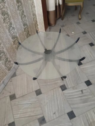 Mesa de centro araña antigua cristal y madera