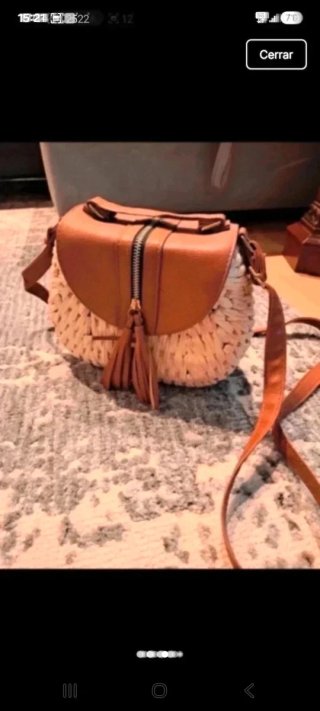 Bolso de rafia beige y marrón