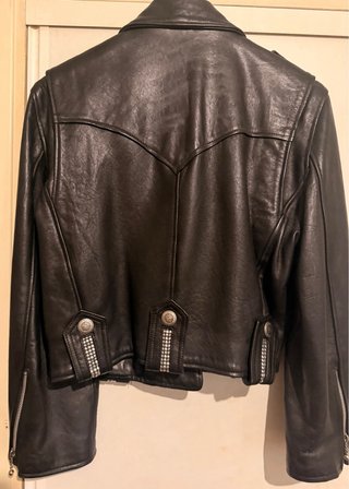 Cazadora Biker Cuero Negra